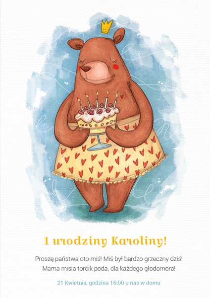Zaproszenie na Pierwsze urodziny MAMA MIŚ