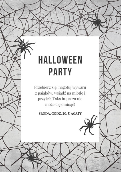Zaproszenie na Halloween SPIDER WEB