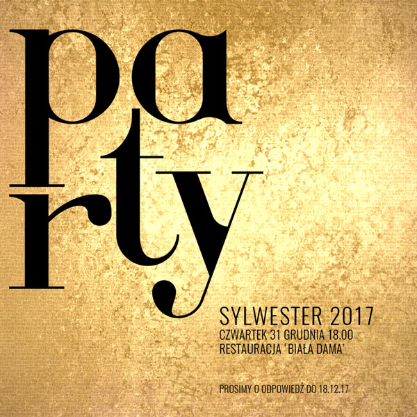 Zaproszenie na Sylwester 2019 PARTY SYLWESTROWE - GOLD